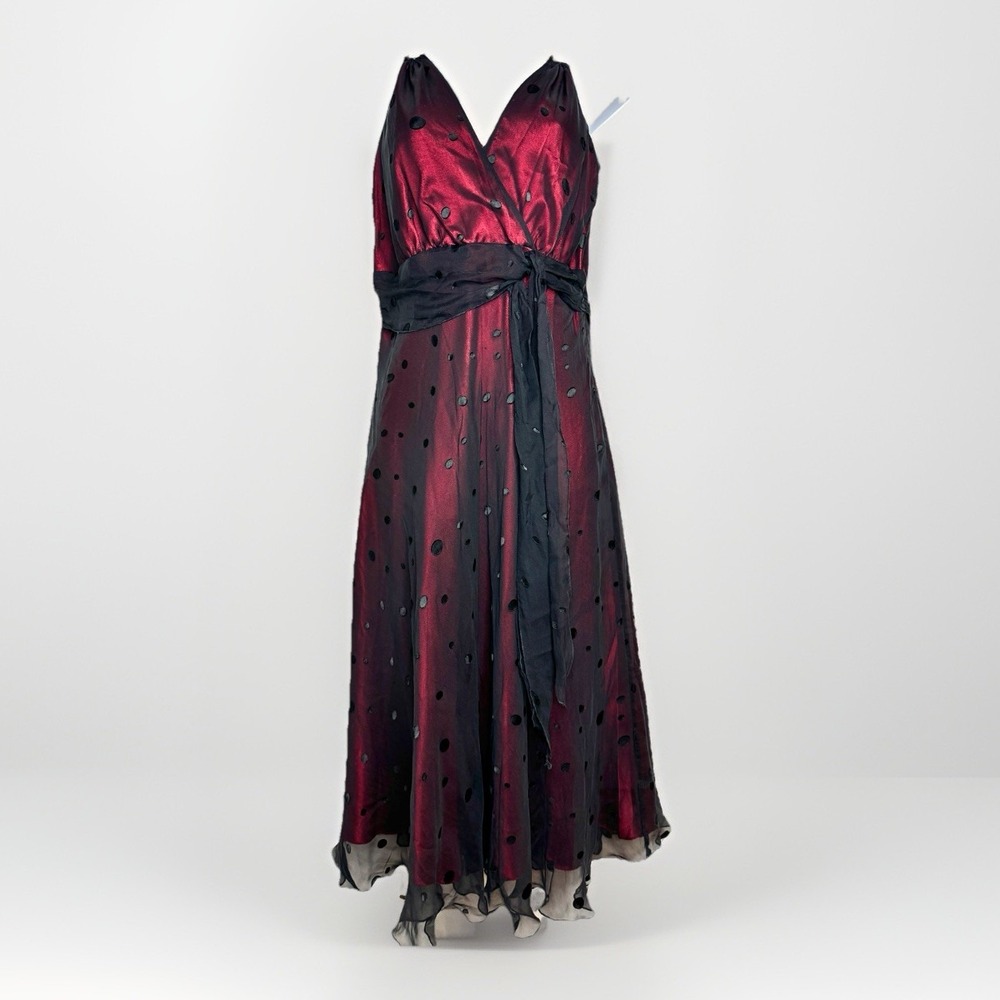 Jonathan Martin Y2K Red‎ Black Red Sheer Slip Dress 6 Whimsygoth Fairy Goth Silk